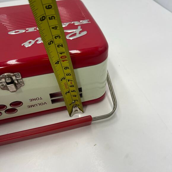 Vintage Retro Radio Metal Tin Lunch Box Red Collectible 1950's Style - Picture 11 of 13